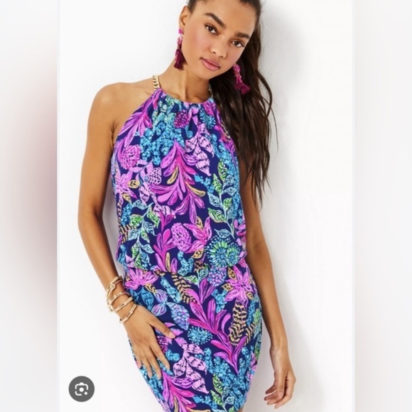 Lilly Pulitzer Dresses & Skirts - NWOT Lilly Pulitzer Sonique Halter Dress in Aegen Calypso Coast